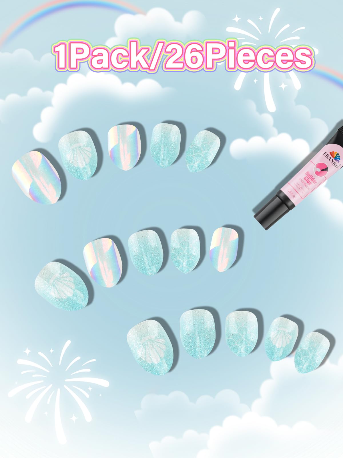 EBANKU 1 Pack Kid Fake Nail Kit - Image 3