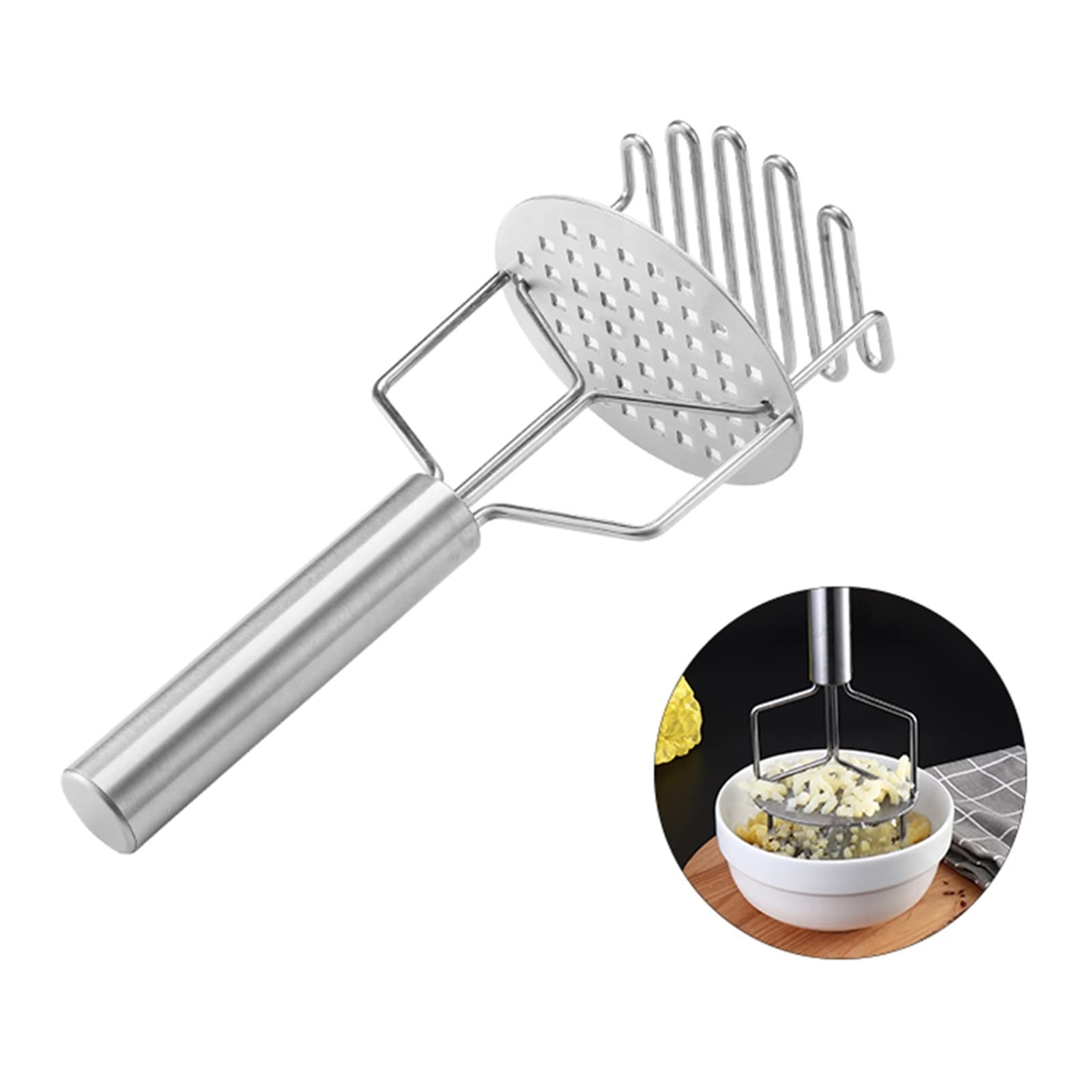 Kartoffelstampfer aus Edelstahl, Kartoffelstampfer, Druckschlammmaschine, Küchenutensilien for praktische, glatte Kartoffelbrei-Stampfer