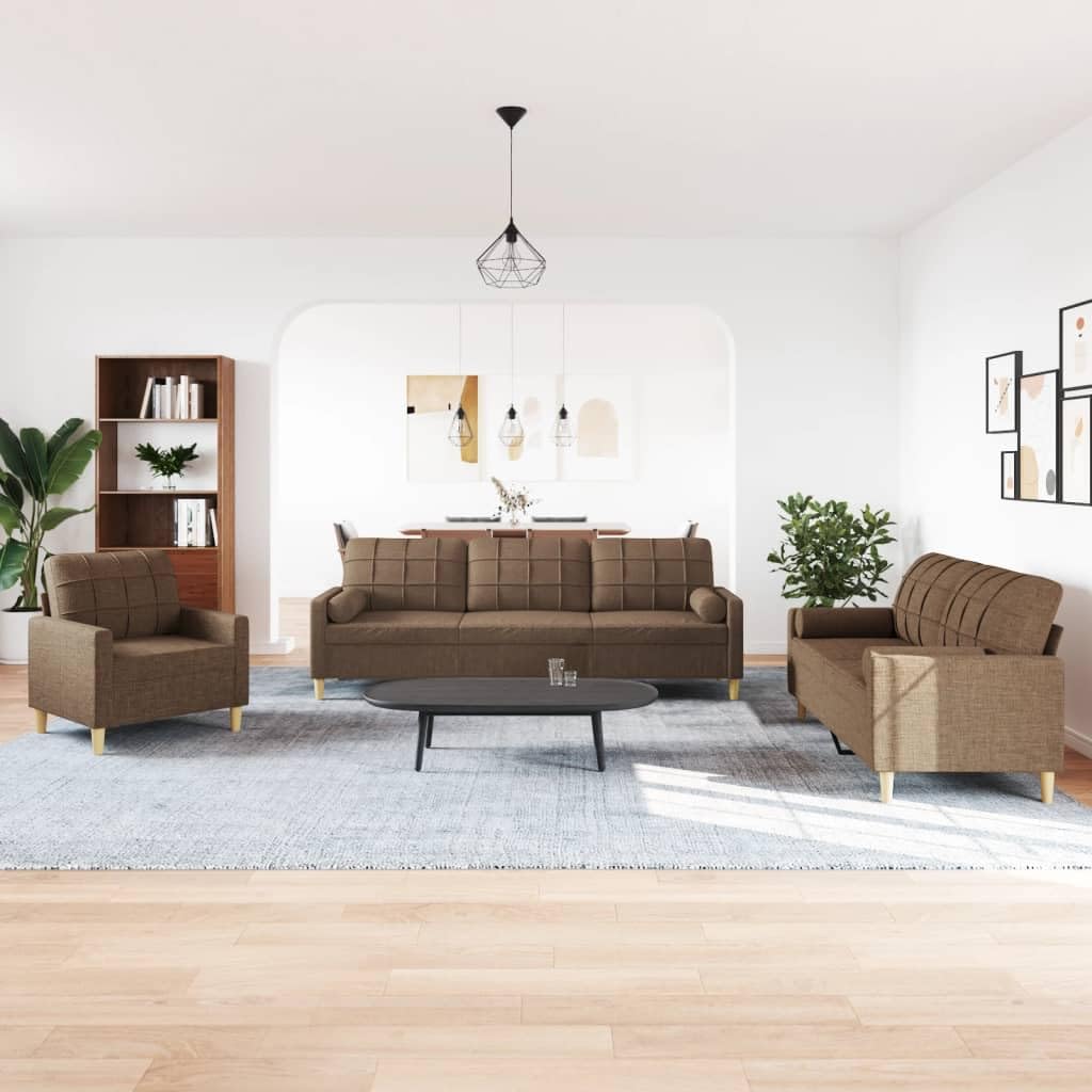 Hothingwell Sofa 3-osobowa brązowa tkanina poliestrowa