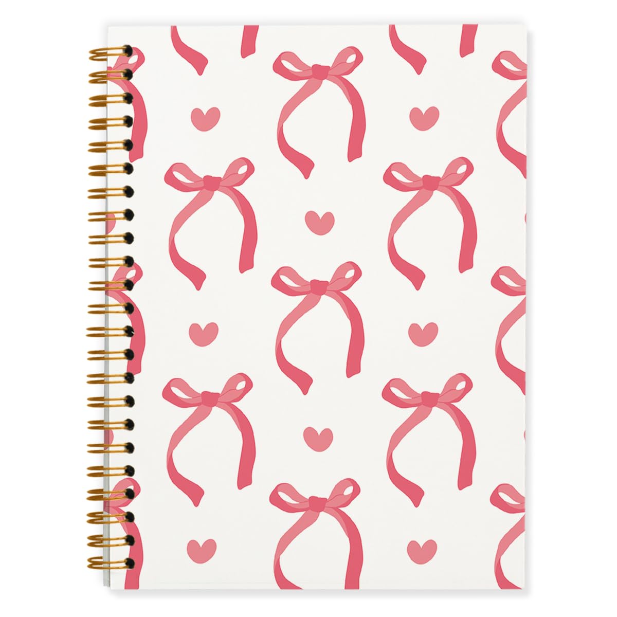 QUICQOD Cute Red Bow Notebook Journals Diary,Preppy Cute Red School Supplies for Teen Girls Women,Coquette Stuff Stationary Hardcover Spiral Notebook
