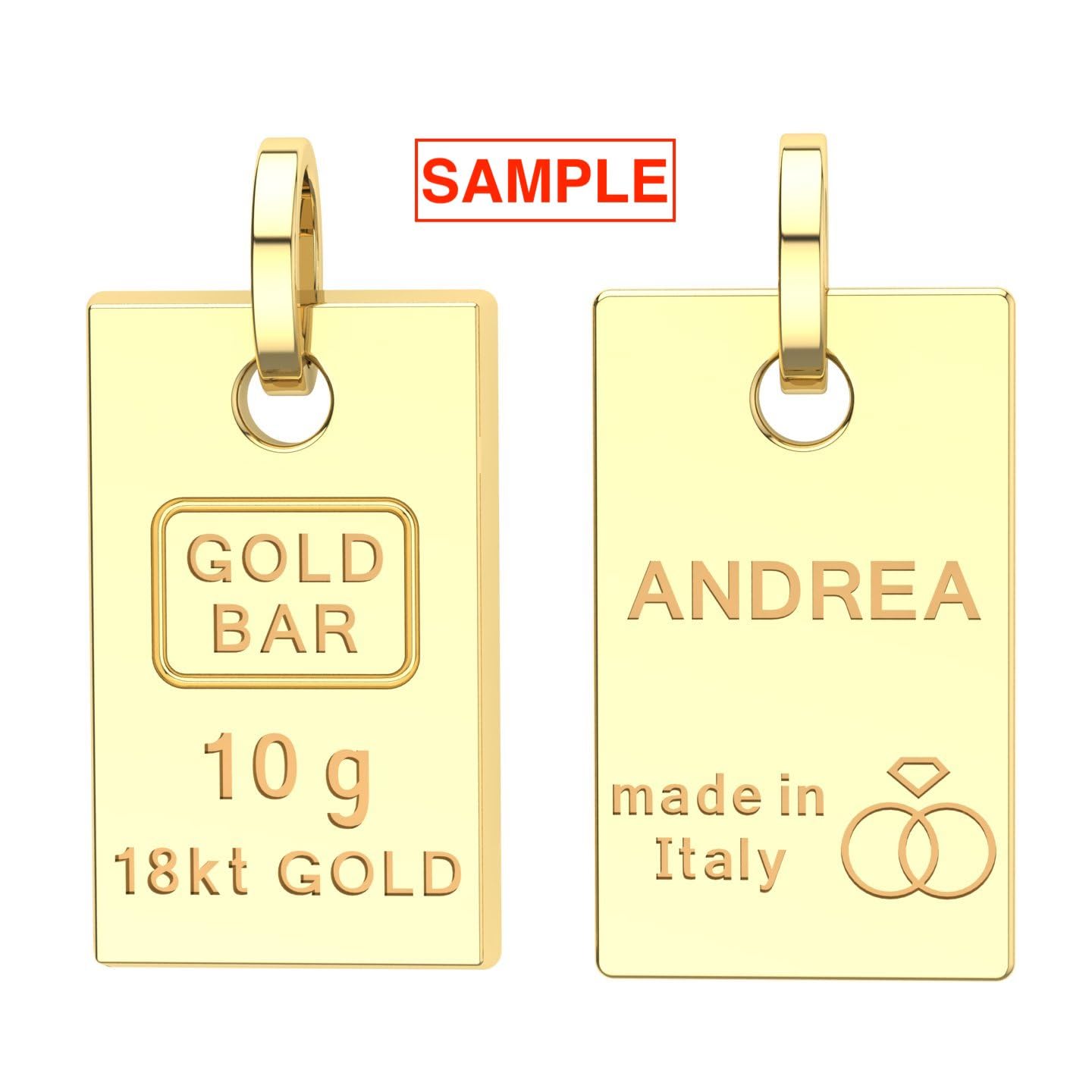sayes.com Lingotto Pendente Gioiello in oro 18 karati personalizzabile - da 5 o 10 grammi in oro bianco, giallo o rosa