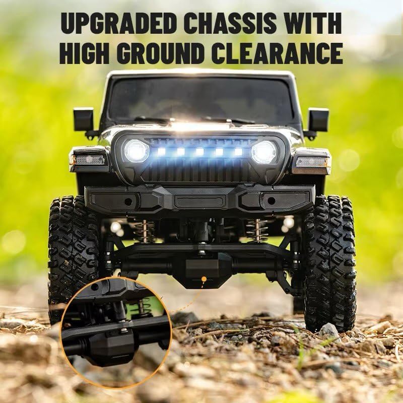 Image of Samtop RC Rock Crawler RC Truck 4x4 RC Car Off Road 1 /18 Scale Remote Control Truck Realistic 3 Speed Proportional Steering 370 Brushed Motor Upgrade Chassis Led Light Hobby Toy (C8801- PRO-1)