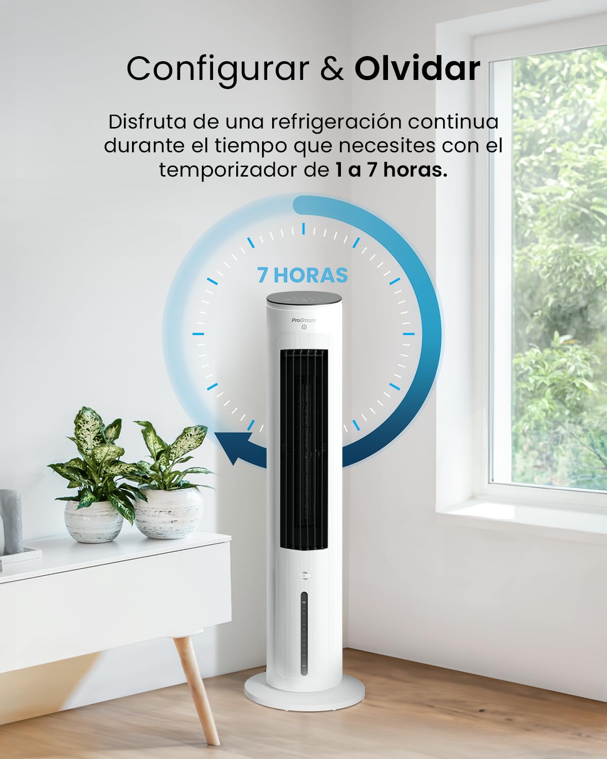 Pro Breeze OmniAir Climatizador Evaporativo Portátil 3 en 1 de 5L con Humidificación, 3 Velocidades, Temporizador 7H, Mando a Distancia y Oscilación - Enfriador de Aire Evaporativo - Blanco