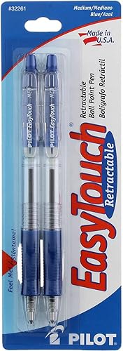 Pilot 32261 Blue Easy Touch Retractable Ball Point Pen 2 Count
