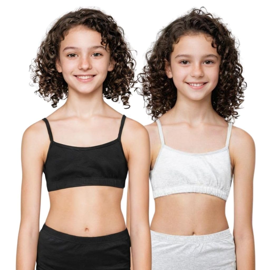 Adira | Starter Bra for Girls 13-14 Years | Flat Padding for Nipple Coverage | Comfortable Strecthy Cotton | Comfy-Breathable Beginners Bra & Super Soft Material | Pack of 2 Price In India
