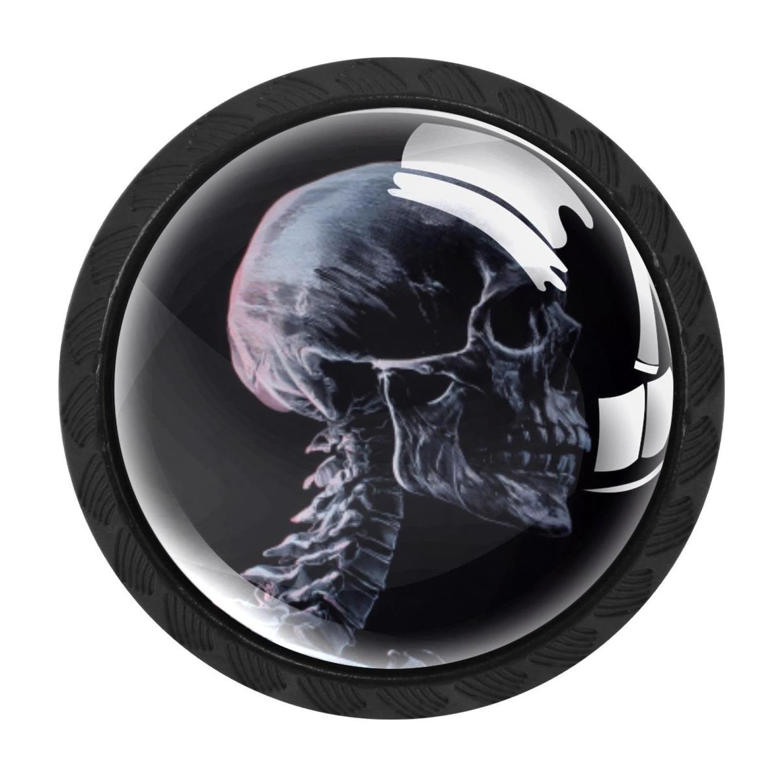 CHENZZZZ 4 Pack Black Scary Skeleton Print (1) Cabinet Pulls Kitchen Cabinet Handles Ideal for Cabinet,Drawer,Cupboard and Wardrobe