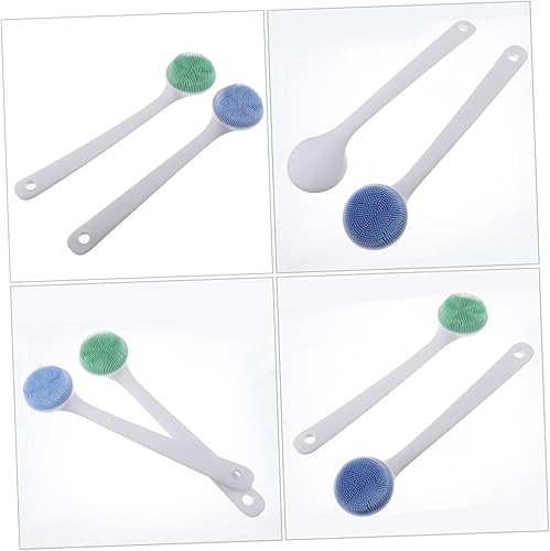 Miniatura 6 de FOMIYES Cepillo de baño de mango largo 2 unids cepillo corporal para exfoliante de silicona para limpieza de masaje de baño