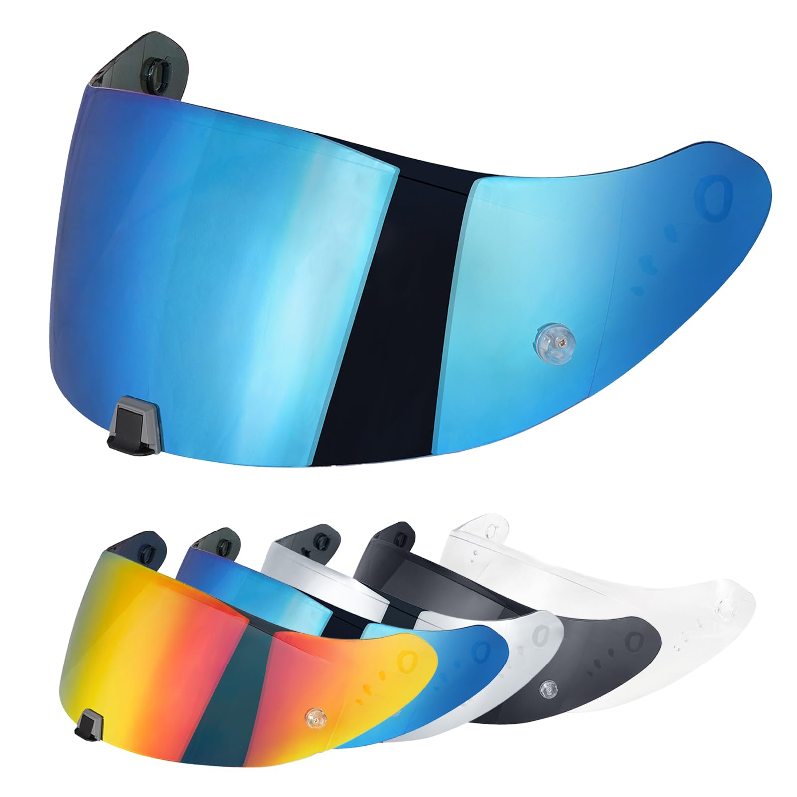 Helmvisier für EXO-T520/1400/391 R1 Motorradhelm Visier Motorrad Windschutz Helm Objektiv Visier Motorradhelm UV-Schutz Helm Ersatz (Chrom Blue)