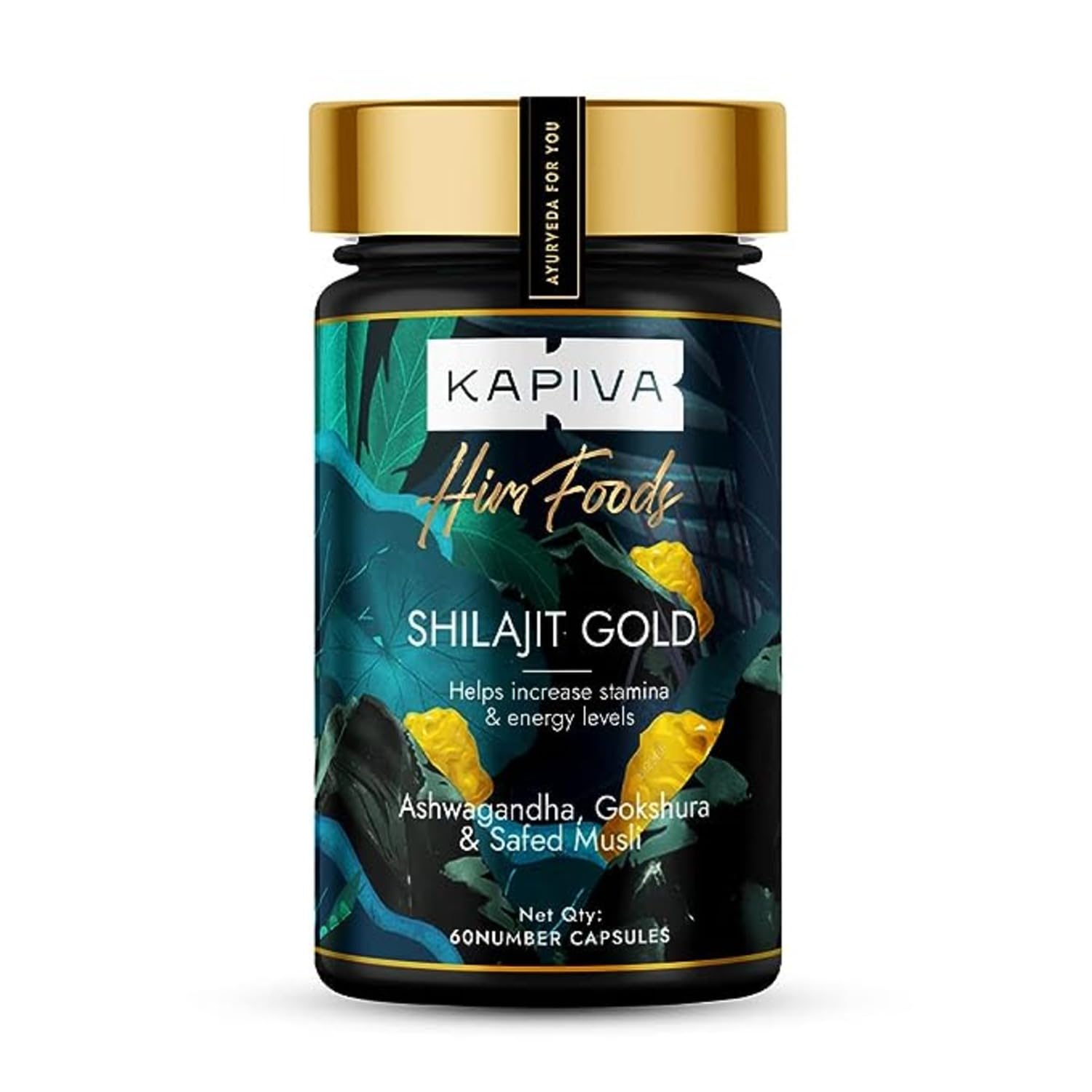 Kapiva Shilajit Gold | 60 Capsules | with 24 Carat Gold | Boosts Stamina in 4 Weeks |100% Ayurvedic | Natural Energy & Vitality Supplement