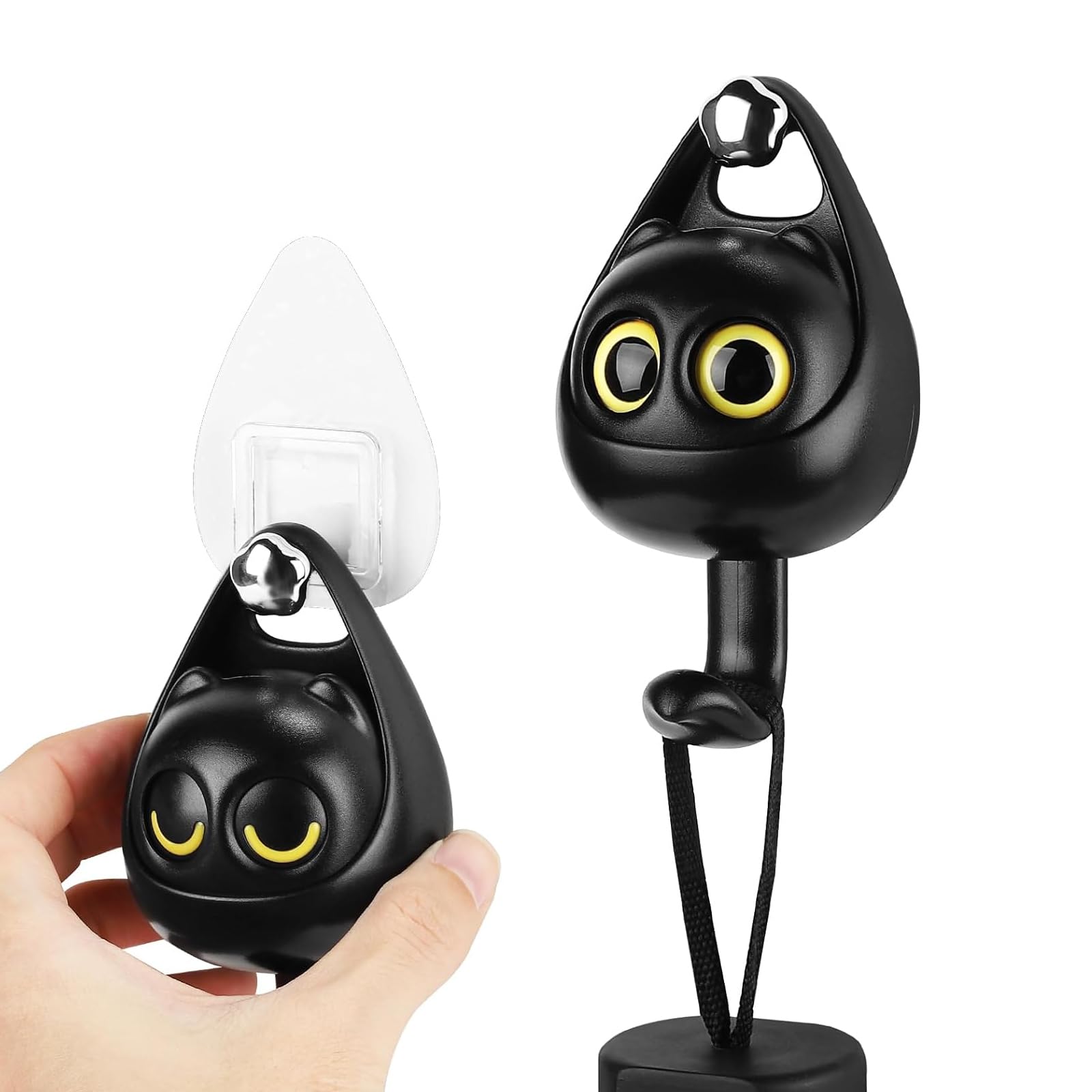 Hooks Self Adhesive,Creative Cute Wink Cat Hooks, Adhesive Cat-Shaped Wall Hooks,Decoration Animal Hooks, for Coat, Scarf, Hat, Towel, Key, Bag, Utility Hooks for Wall Hanging Decoration (Black)