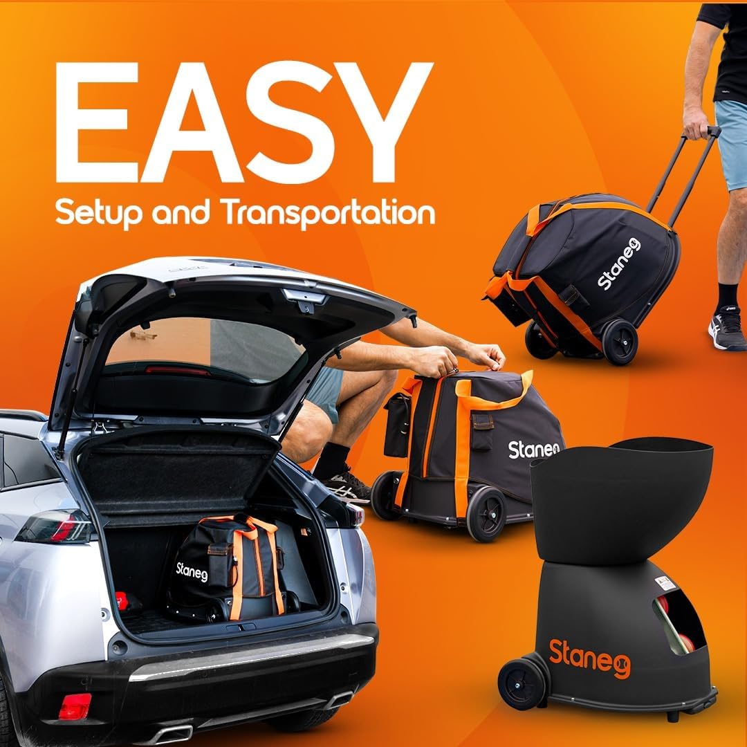 Pro Tennis Ball Machine – Battery-Powered Portable Launcher with Remote Control | 9 Training Programs | Adjustable Spin & Speed | 150-Ball Capacity