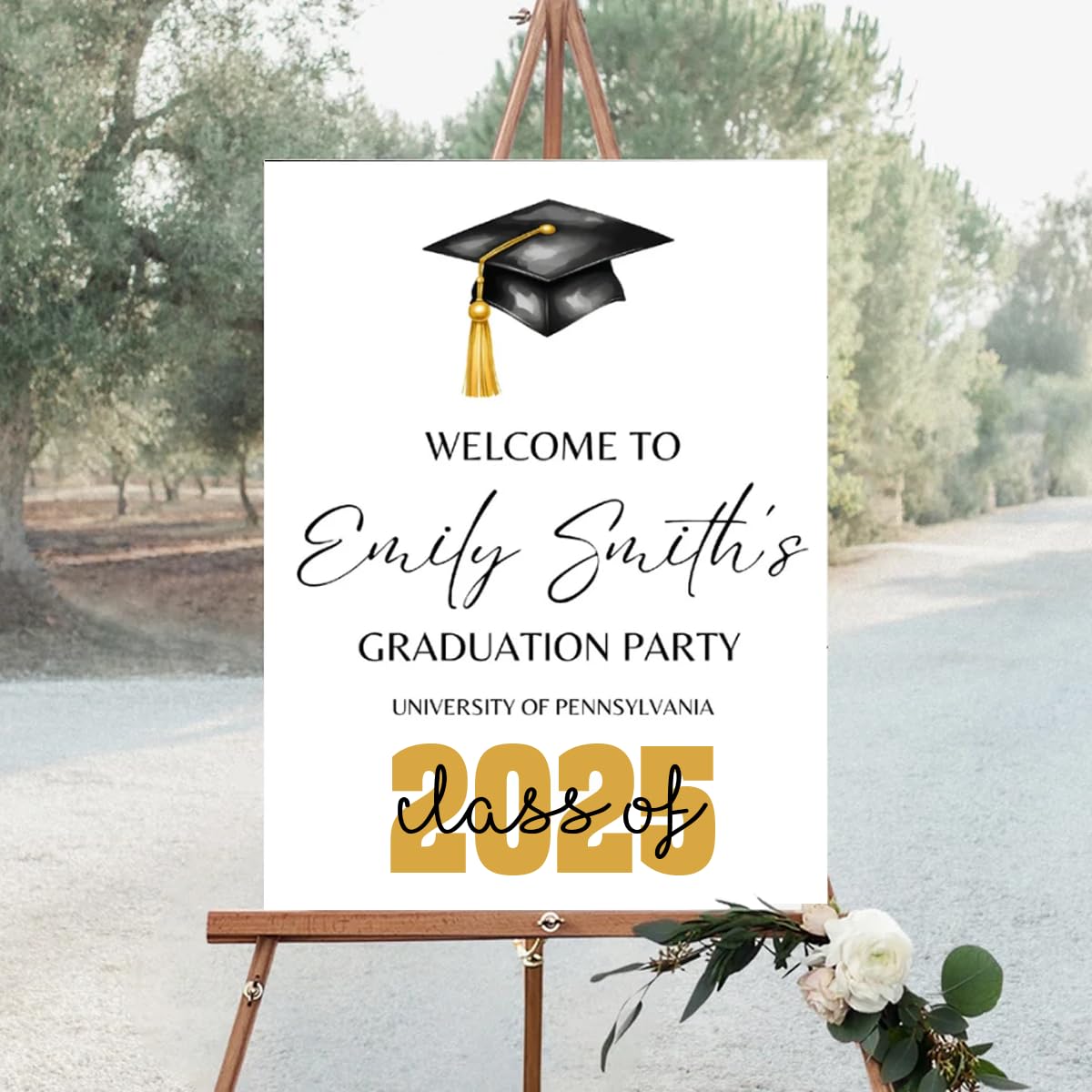 Graduation Party Welcome Sign, Photo Graduation Poster, Greenery Grad Poster, Grad Party Decorations, Senior 2025 2026, Class of 2025 Welcome Board,