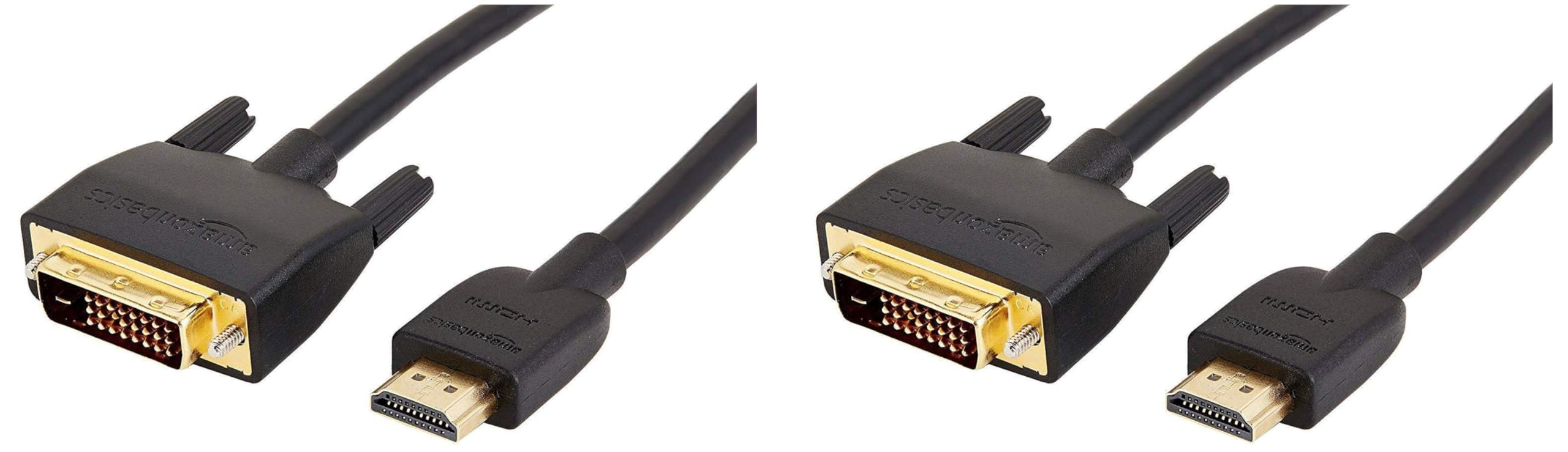 amazon basics HL-007347 HDMI Input to DVI Output (Not VGA) Adapter Cable, 6 Feet, Black (Pack of 2)