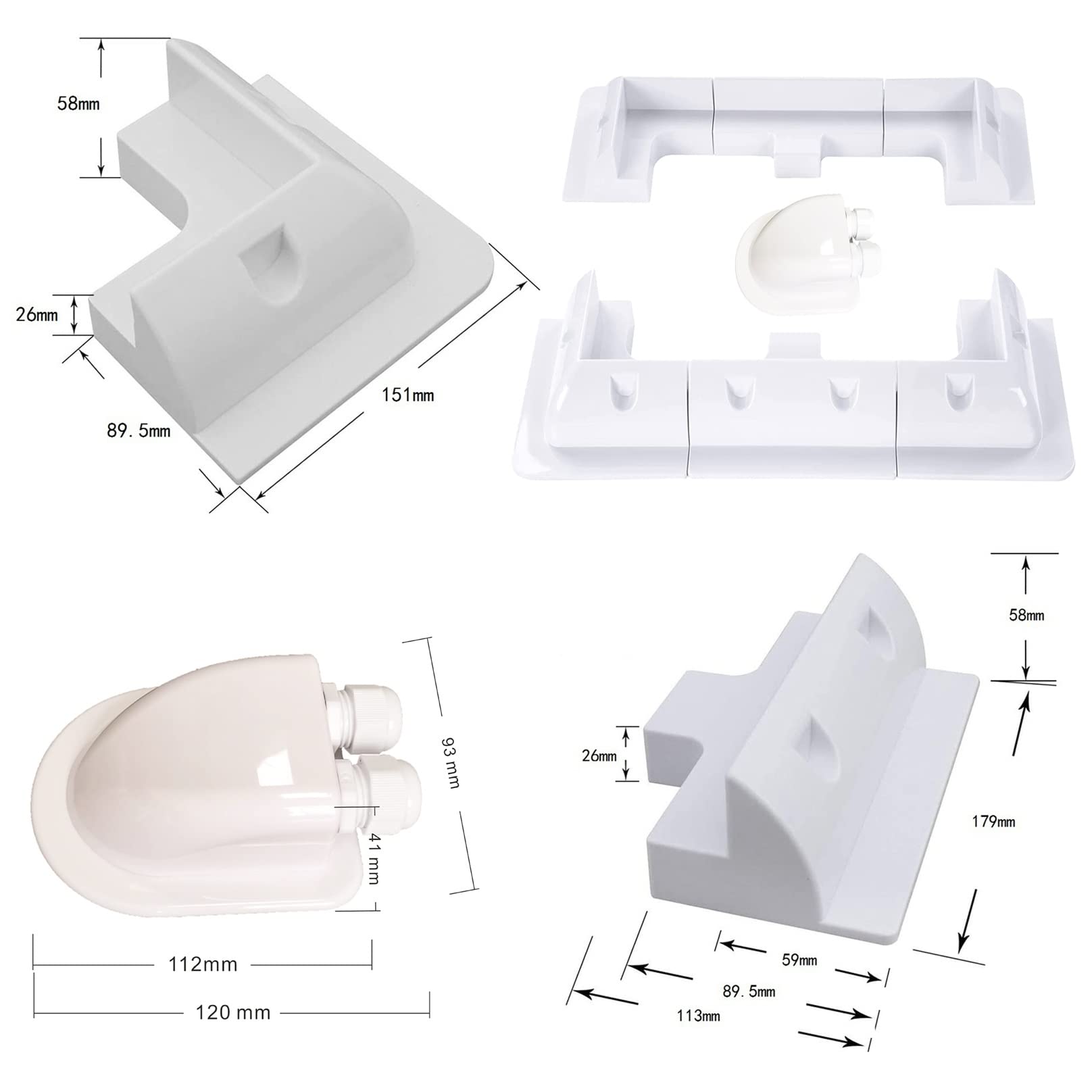 Staffa di montaggio per pannelli solari, Staffa angolare for pannello solare Kit staffe di montaggio sul tetto in plastica ABS senza trapano for camper, barche, camper, cabine degli autobus, capannoni