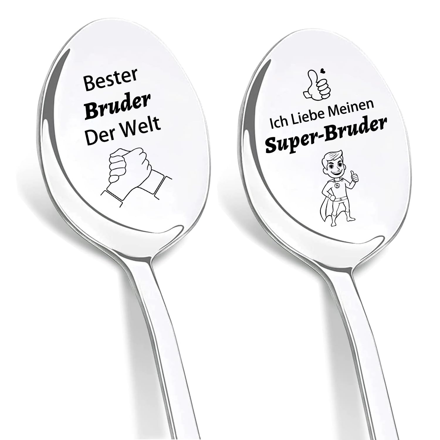 DIKARIYA Kaffeelöffel Geschenk, 2er Löffel mit Gravur, Kaffeelöffel aus Edelstahl, Teelöffel Geschenke für Geburtstage, Jubiläen, Valentinstag, Vatertag, Muttertag