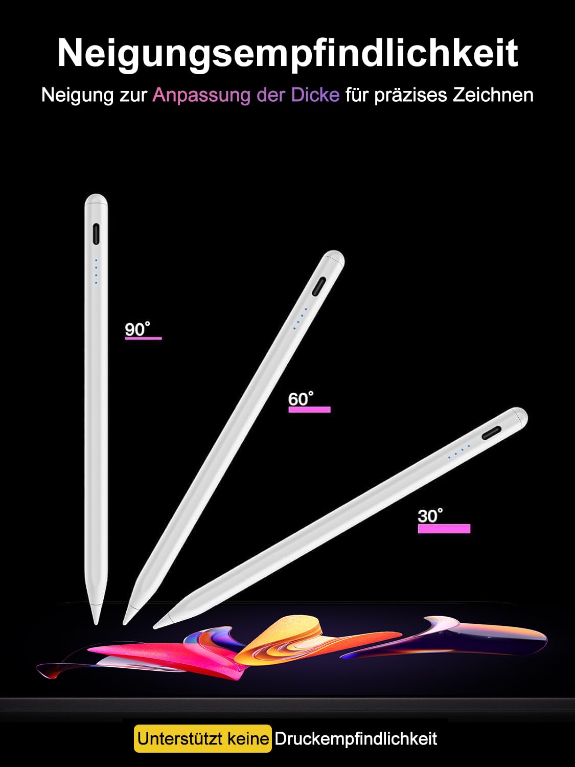 Stylet iPad 2018-2026 USB-C Charge Rapide LED Magnétique