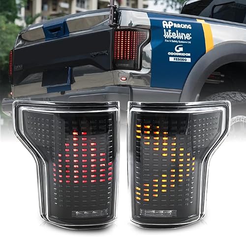 Miniatura 9 de Luces traseras ahumadas compatibles con camioneta F150 de 13 generación 2015-2020 halógenas de fábrica solo con animación con luces de señal