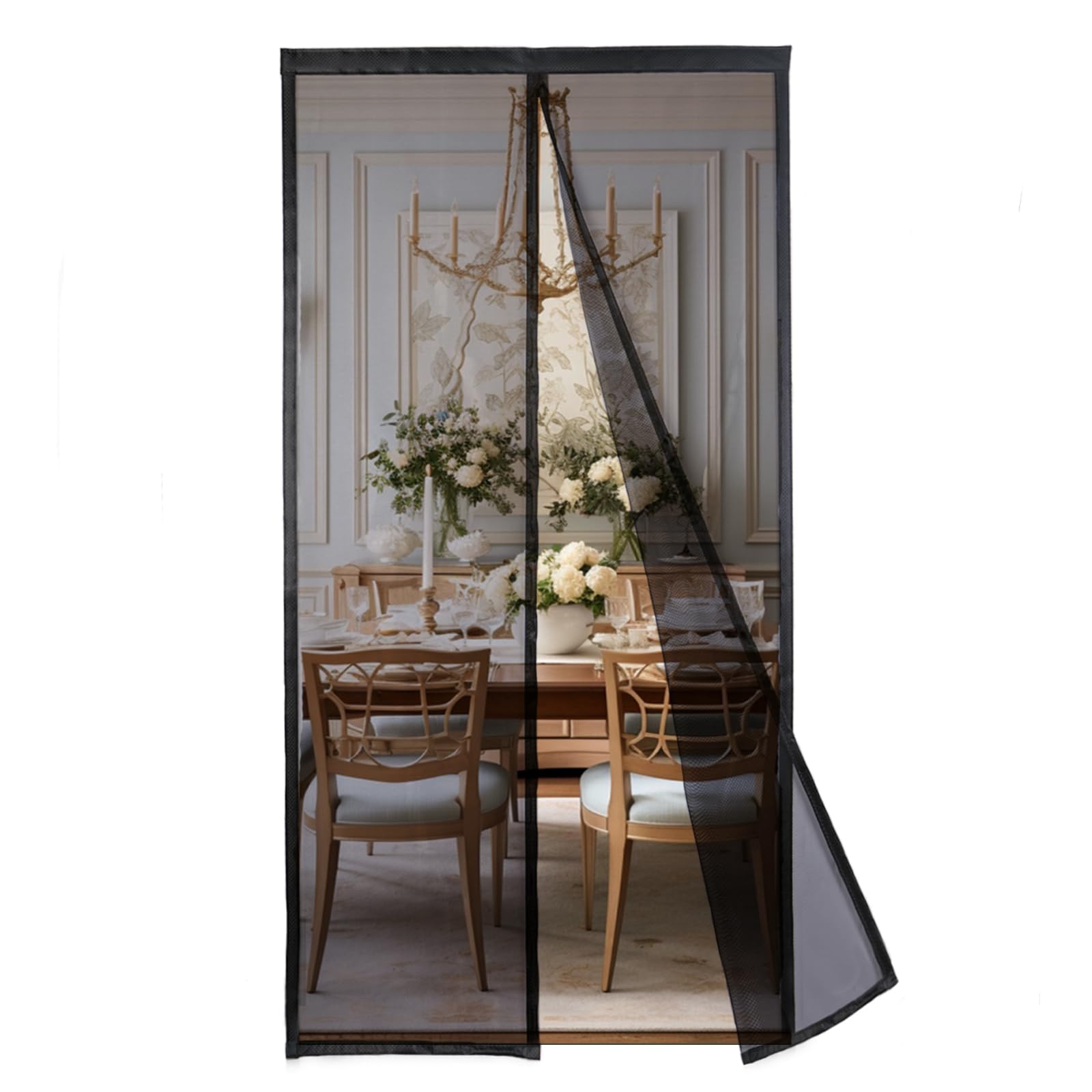 MAGICDOOR Magnet Fly Screen 75x220cm, Pure Colour Polyester Fibre Insect Screen Door with Strong Magnetic, Mosquito Mesh Patio Door Curtain Without Drilling for Bedroom Living Room Entrance-Black โ image 1
