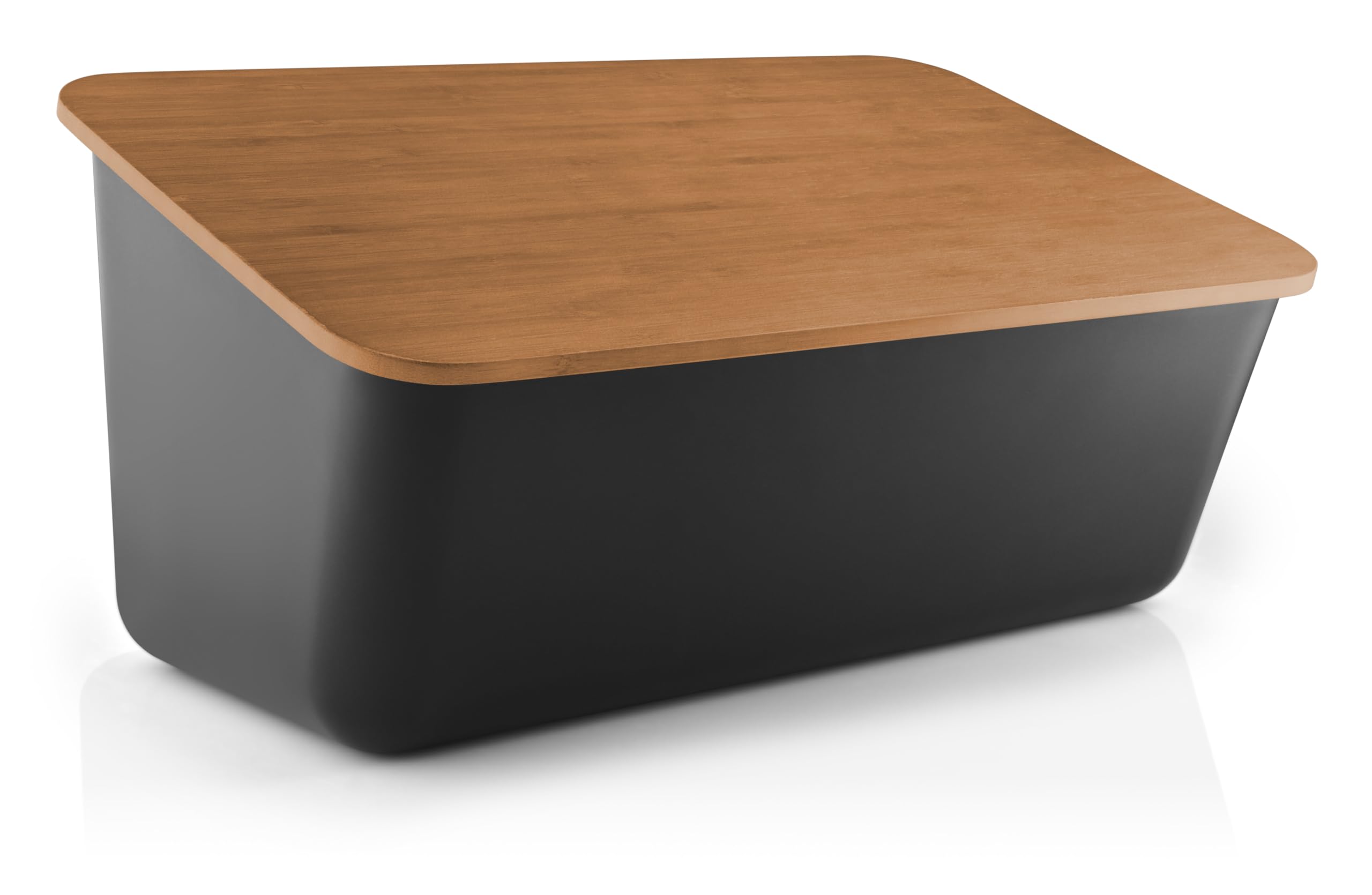 EVA SOLO Nordic kitchen bread bin, black, the lid acts as a chopping board with grooves that catch the crumbs, black