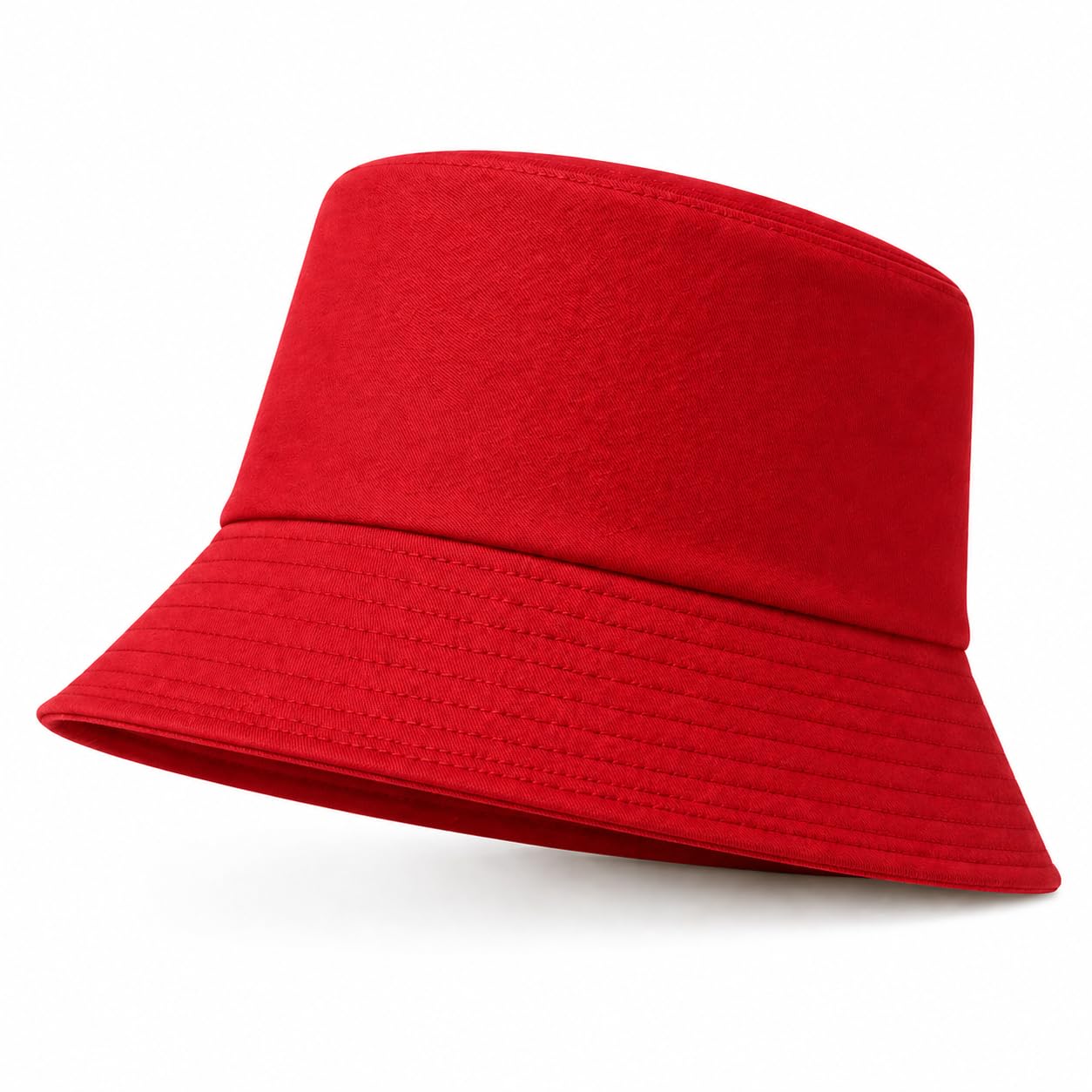 Truebuy Unisex Red Bucket Hat Sun Protection Hat Lightweight Cotton Wide Brim Summer Hat For Men Women Packable Fishing Hiking Travel Festival Beach (Red)