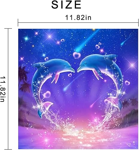 Miniatura 4 de Kits de pintura de diamantes de beso de delfín 5D para adultos y niños, pintura de diamantes de cristal de corazón de delfín para bricolaje,