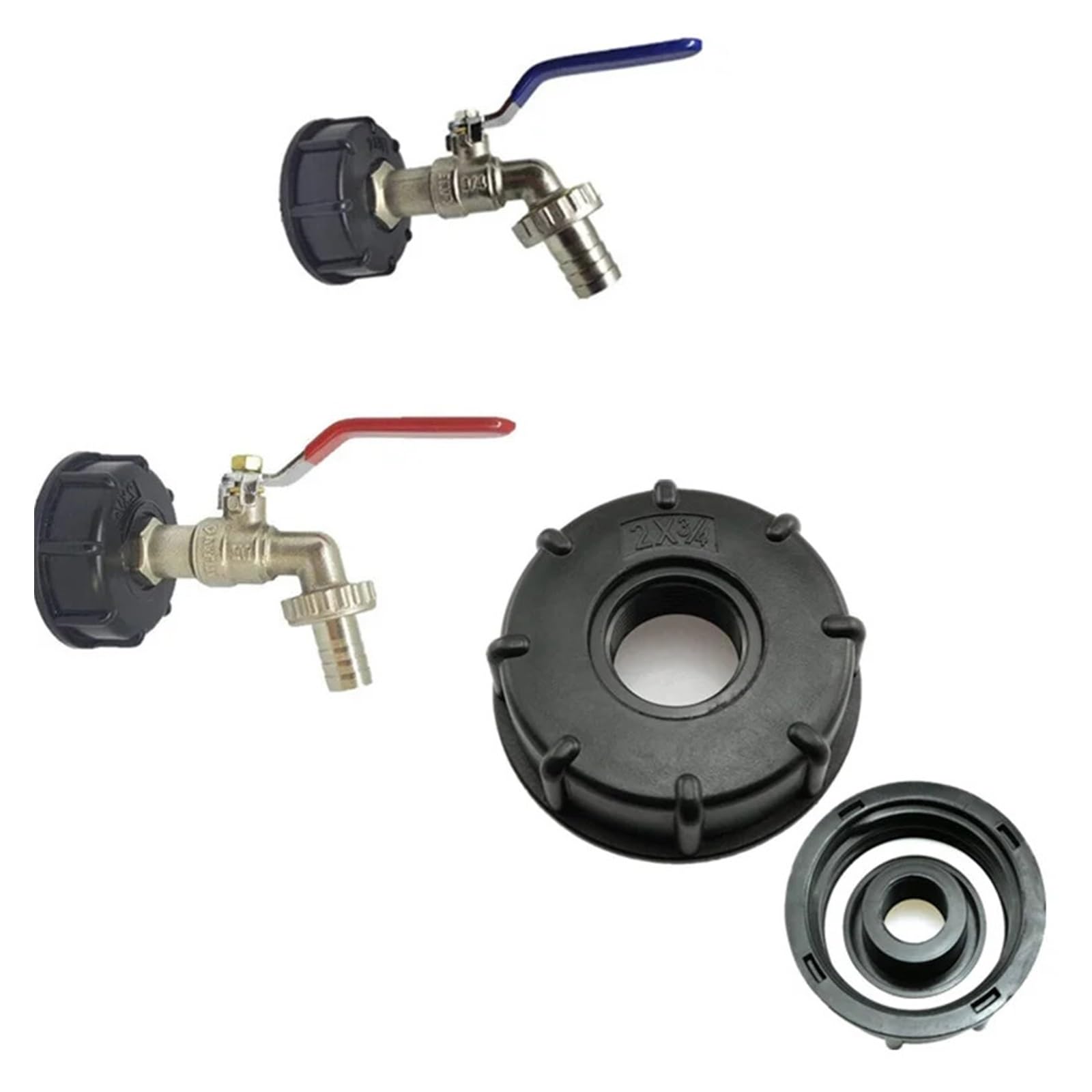 złącze kranu, Adapter do kranu zbiornika IBC S60*6 z gwintem grubym na 1/2'' 3/4'' 1" Zawór wymienny 1 szt.(A)
