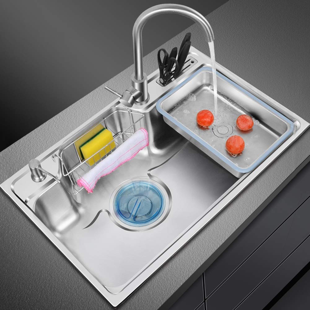 Conjunto De Fregadero Y Grifo De Cocina con Kit De Plomería Completo, Escurridor, Desagüe, Instalación Empotrada, Incluye Escurridor De Platos, Tabla De Cortar