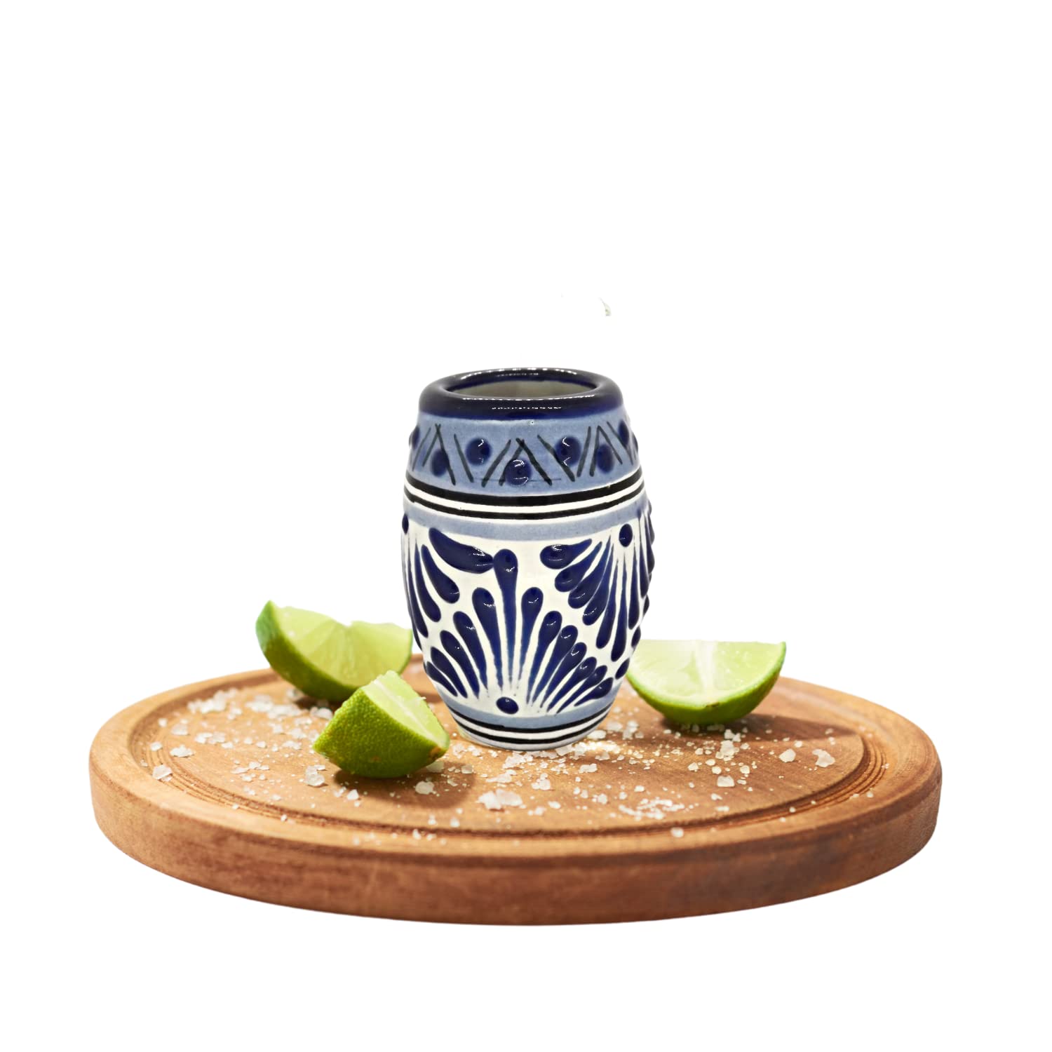 TALAVEXA - Lot De 4 Verres à Shot Talavera – Poterie Mexicaine Talavera 100 % Faite à La Main En Céramique – Verres à Thé Mexicains Authentiques De 70,9 G – Verres