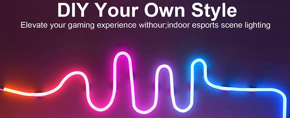 Image of 16.4FT Smart Neon Rope Lights - RGB+IC LED Strip Lights, App Control, Music Syncing, Waterproof -Custom DIY Neon Strip Lights for Bedroom and Wall Decor, Shape Mapping Living,Gaming,Party Decoration