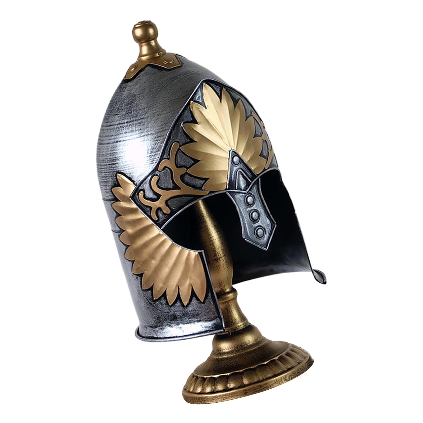 Zhouyqx As Shown Vintage Medieval Helmets Model With Base Iron Cast Home Decors Collectible Ornament For History Enthusiasts