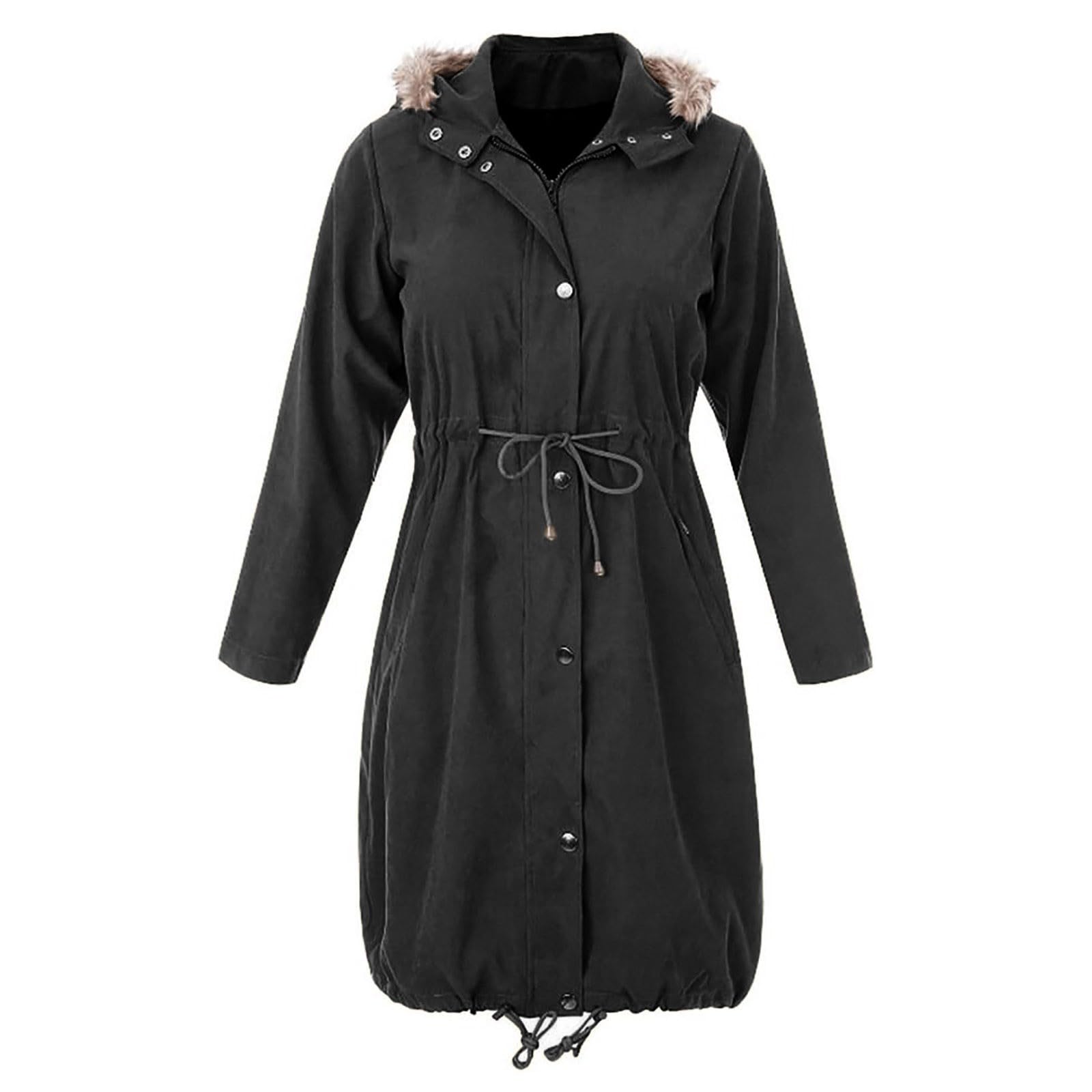 Giacca invernale calda in cotone per donna, con chiusura lampo completa, con colletto in pelliccia, giacca invernale da donna, giacca premaman con inserto per bambino, oversize, calda
