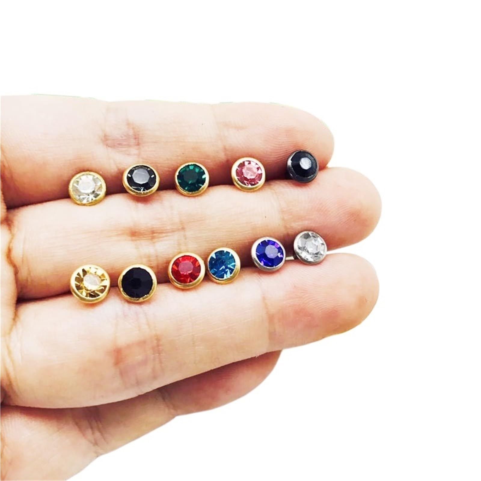 Fdzkrtvm Mixed Color Rivets Metal Crystal Rivets, Crystal Rhinestone Rivet Studs 100Pcs Multicolor 6Mm For Diy Craft
