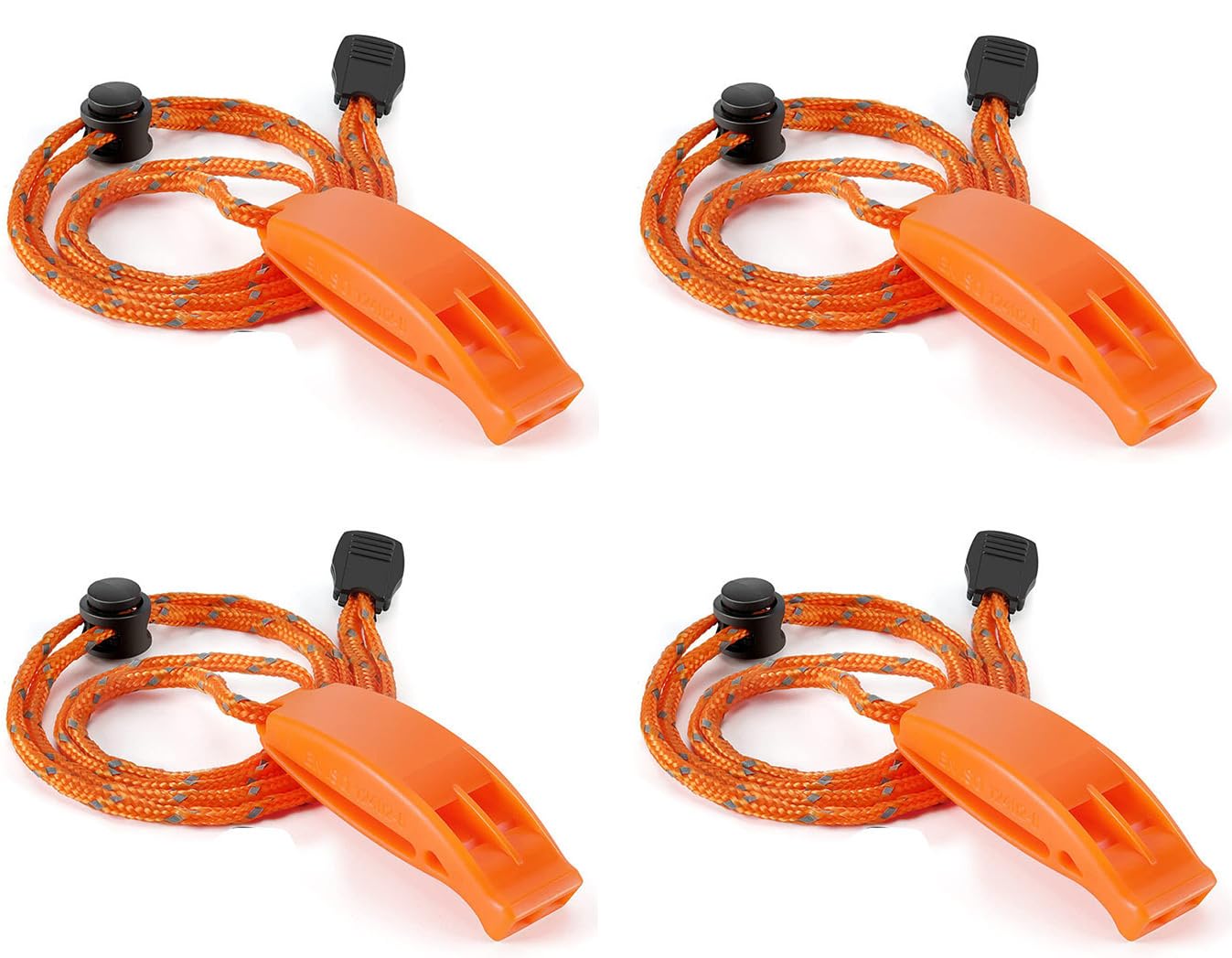 Silbato Supervivencia, Portátiles Silbato de Emergencia con Ajustable Reflectante Cordón,Lifesystems Silbato de emergencia Safety con cordón de Lifesystems para actividades al aire libre(4 Piezas)