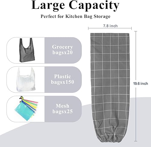 Miniatura 3 de TOGETRUE Soporte para bolsas de plástico, dispensador organizador de bolsas de plástico para montaje en pared, soporte de almacenamiento de bolsas