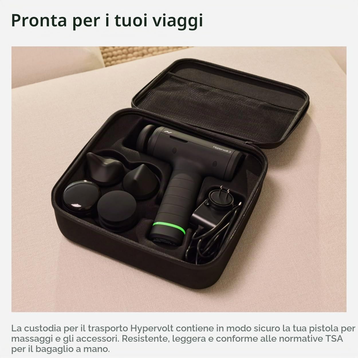 Hyperice Hypervolt 3 – Pistola per massaggio a percussione portatile con tecnologia QuietGlide | 5 velocità, 5 testine intercambiabili