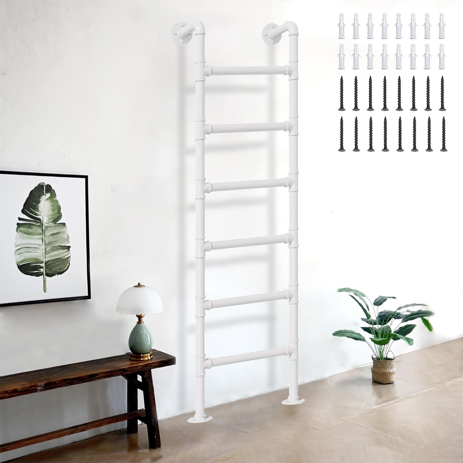 Escalera de pared para loft o litera con kit de escape para ventana de 240 cm