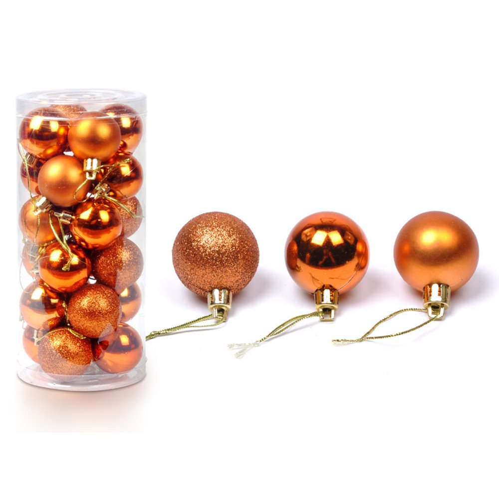 ShefflaChristmas Baubles Balls Xmas Tree Decoration Party Ornaments 24 Piece Set (Orange)