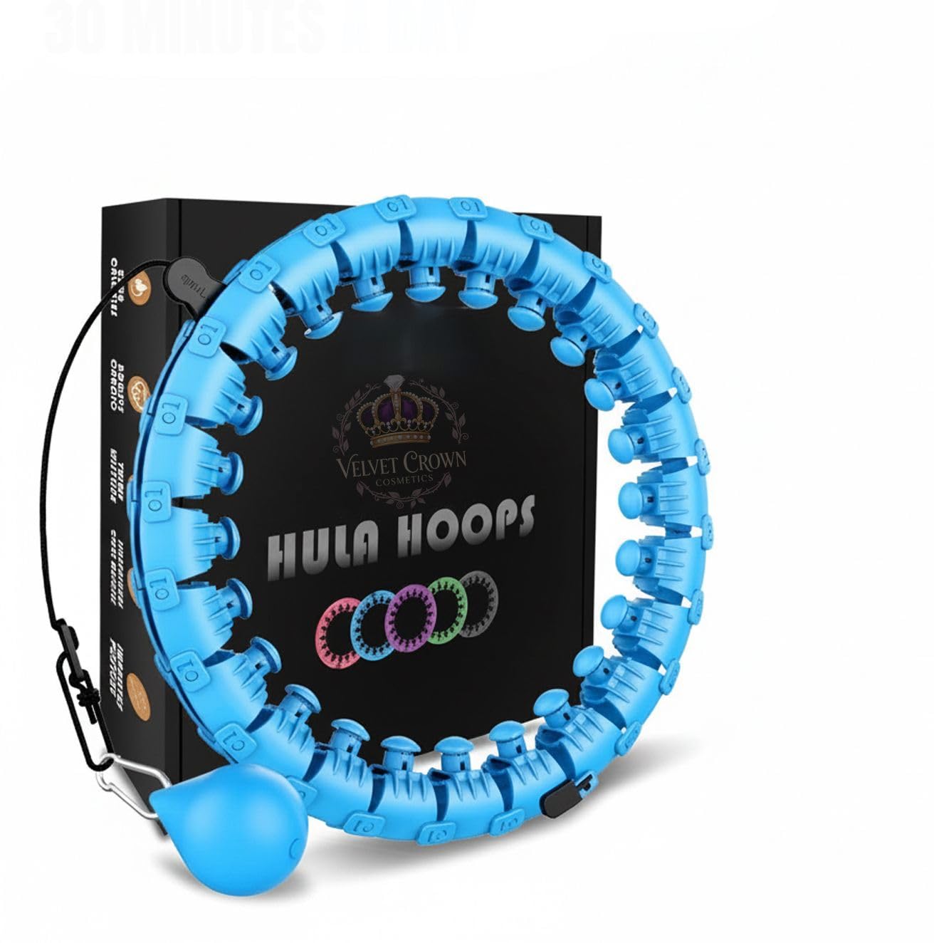 Velvet Crown Hula Hoops for Fitness, Blue, 24 Links, 52 Inch, Adjustable Weighted Exercise Hoop with Noise Reduction Bearing-image-21