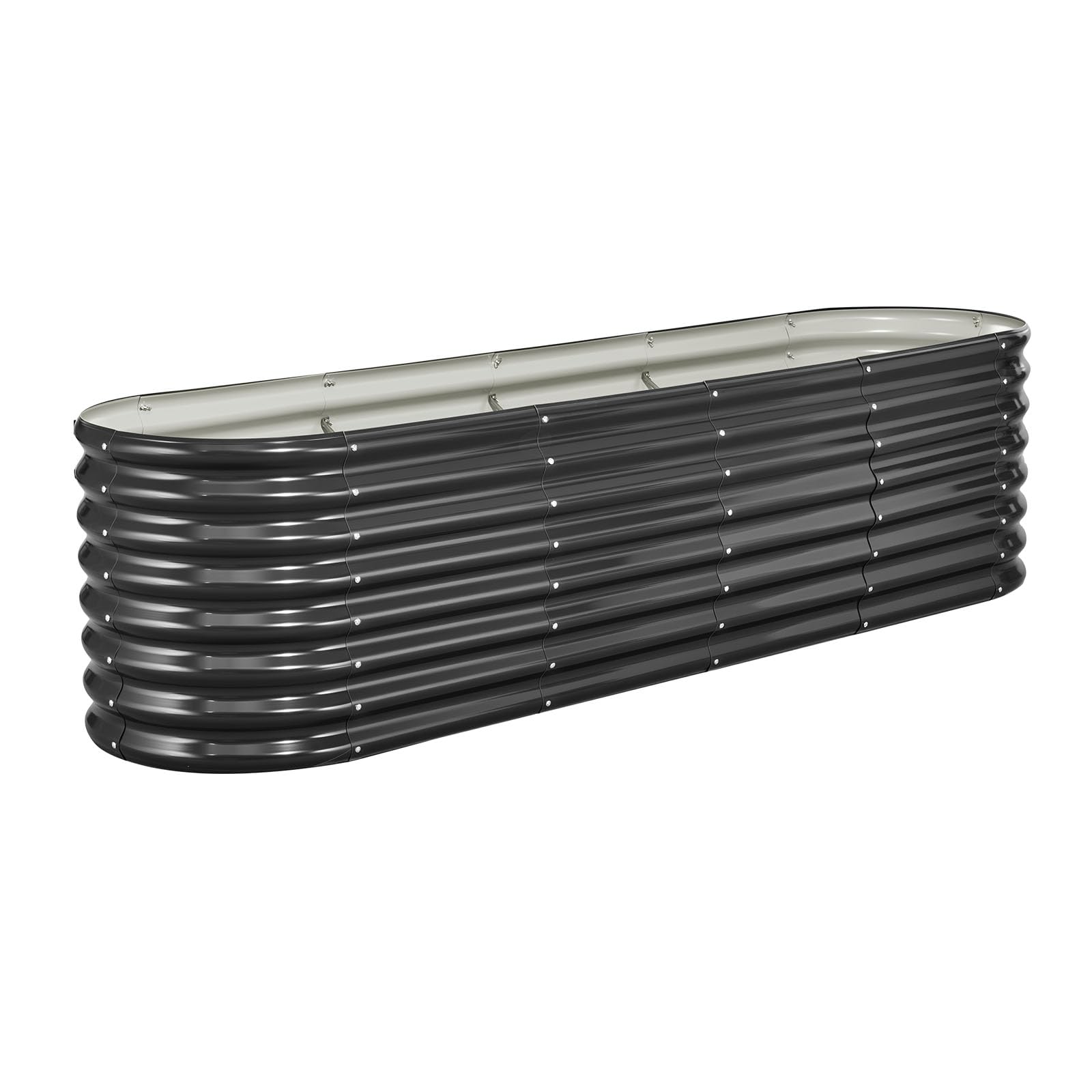 VEVOR Potager Surélevé Métal 240x60x60 cm Carré Potager Surélevé Galvanisé Lit de Jardin Ovale Bac de Jardinage Fond Ouvert pour Culture Légumes Fleurs Herbes Aromatiques Plantes Grasses, Gris Foncé