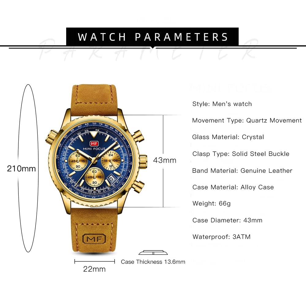 Image of AIMES Mens Watches Chronograph Waterproof Sport Military Watch for Men Analog Quartz Movement Stylish Wrist Watch Elegant Gift Watch for Men