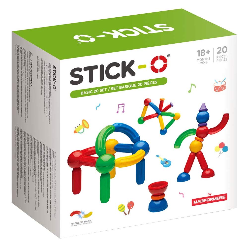 Stick-O Bloques de construcción magnéticos para niños a Partir de 1 año, Juguetes educativos magnéticos creativos, 36 Modelos para niñas y niños, Juguetes Montessori, Juego de 20 Piezas