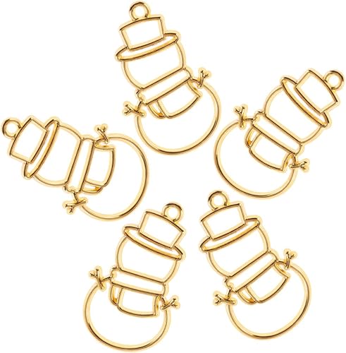 EXCEART 10 dijes de bisel de espalda abierta de Navidad, muñeco de nieve, marco dorado, marcos huecos de resina para manualidades, joyería,
