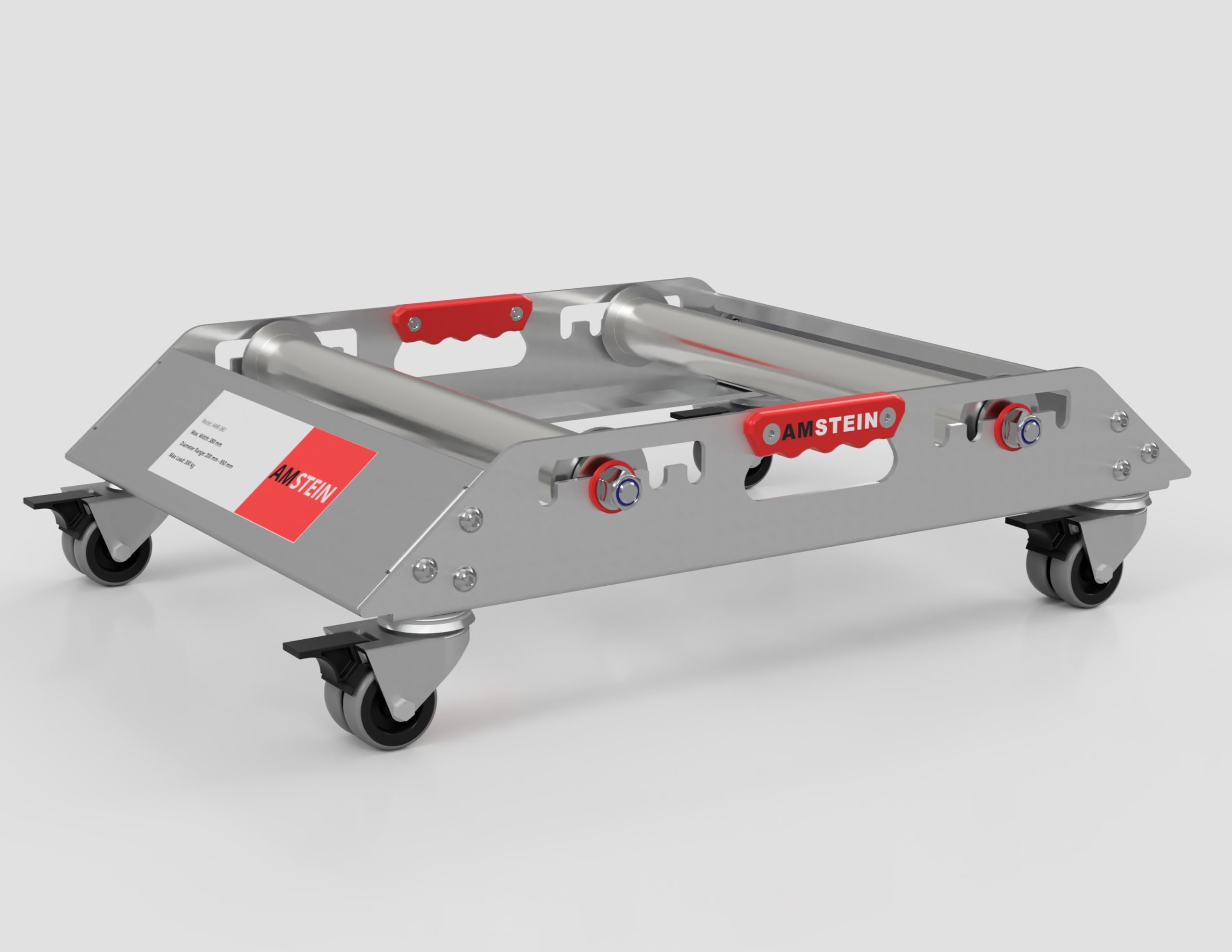 Profi Kabelabwickler AMR-580 mit 4 gebremsten Lenkrollen für Kabeltrommeln 200-850mm, bis 300kg Tragkraft, 600kg im Tandem, max 580mm Breite, robuster Trommelabroller verzinkt