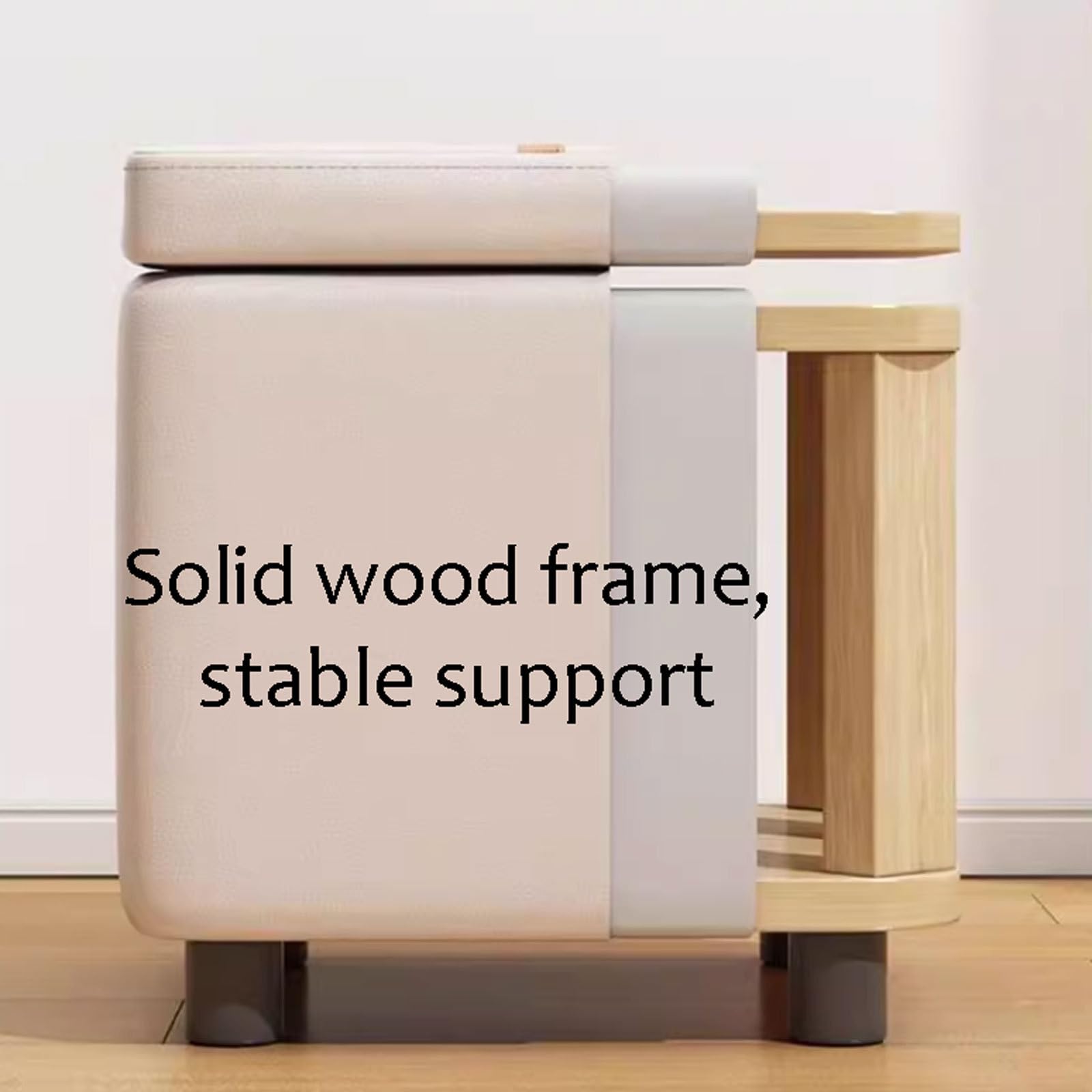 Robusto Ottomani in Poliestere con Cornice in Legno Multifunzionale Pouf ottomane Moderno Sgabello per Soggiorno risparmia Spazio