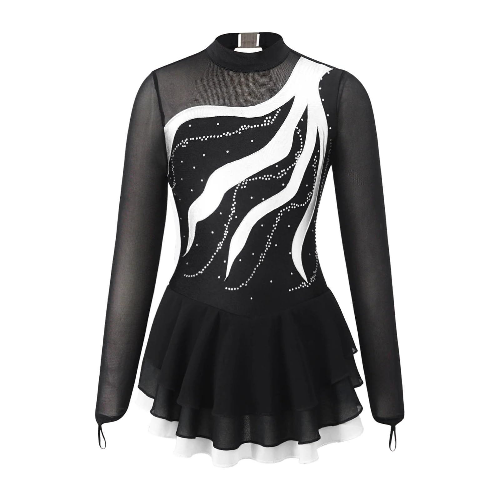 Vestido de Patinaje Artístico Malla de ballet y gimnasia for niñas, con diamantes de imitación, for patinaje artístico, baile de salón, entrenamiento y rendimiento