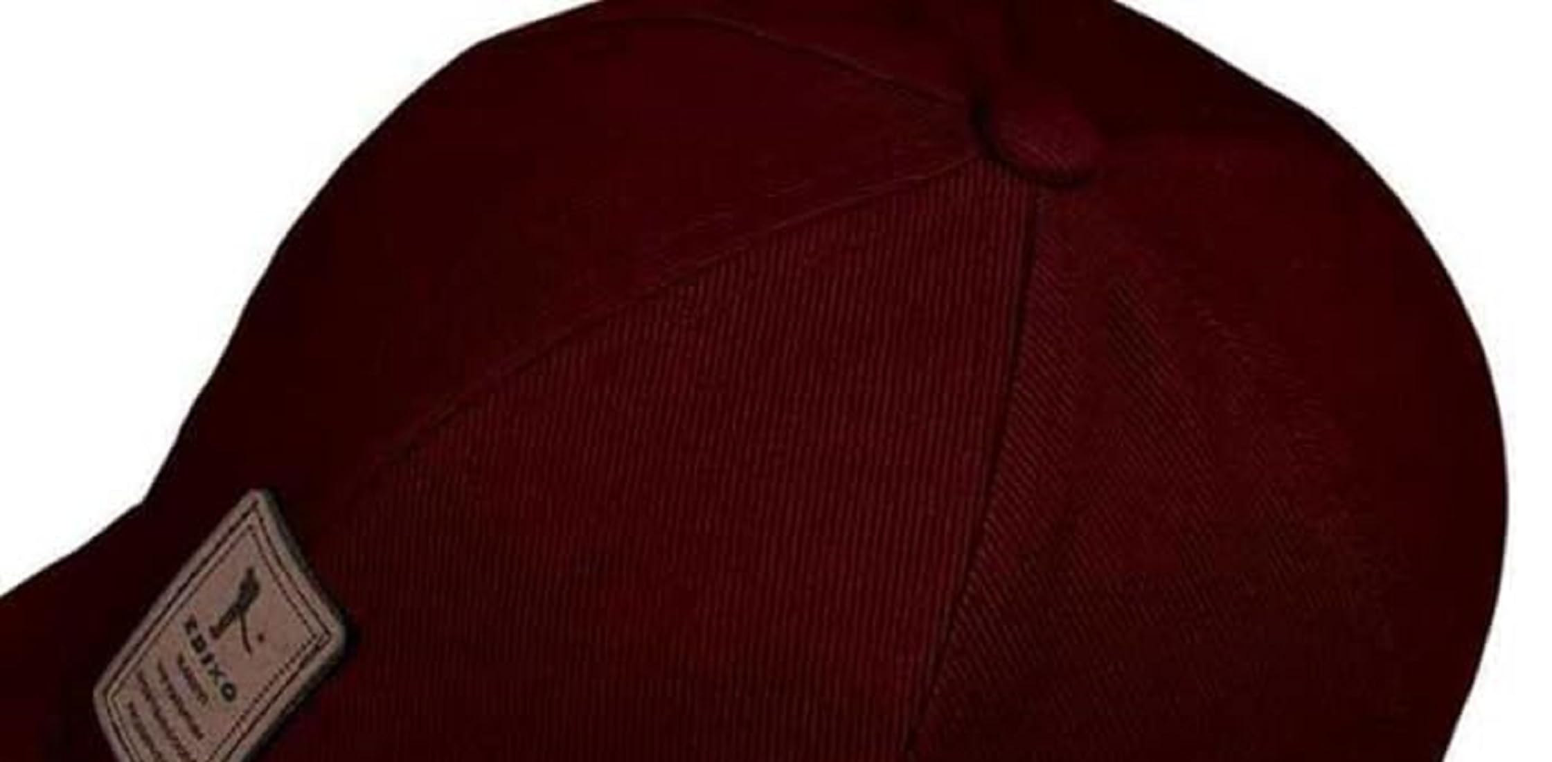 Men’s & Women’s Cotton Baseball Cap | Adjustable Solid Color Casual Sports Hat with Stylish Patch | Lightweight Outdoor Sun Protection Cap for Travel, Running, Golf (in, Alpha, Free Size, Maroon)