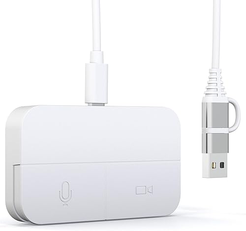 Skywin Botón de silencio para computadora (blanco) - Botón de silencio USB bueno para configuración de WFH, para botón de silencio de zoom