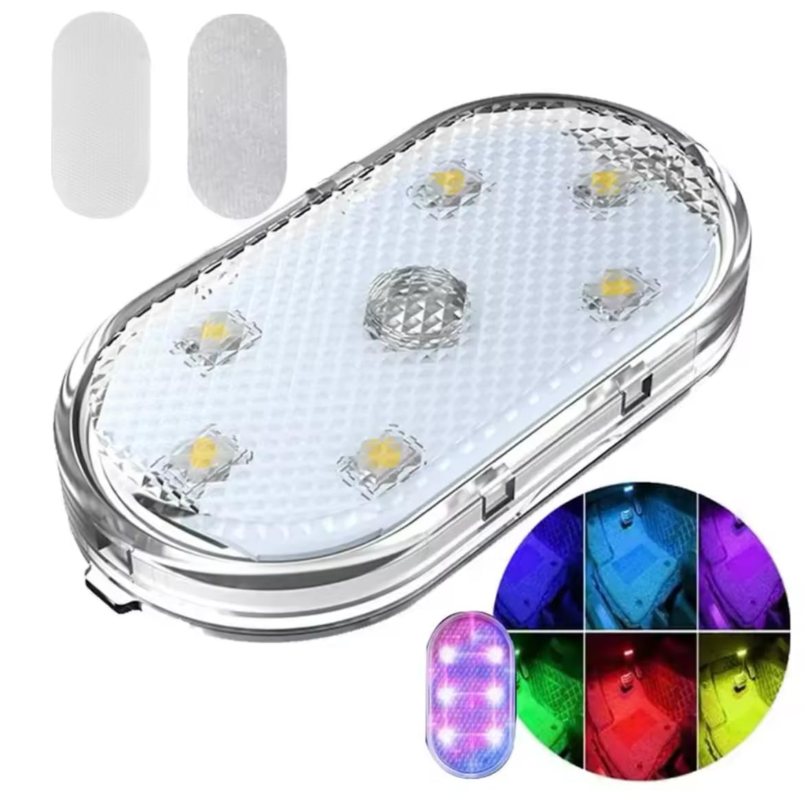 Wireless Magnetic Touch Sensor LED Interior Light for Car 7 Colors Magnet Reading Lamp Mini USB Charge Car Foot Ambient Lights (1)