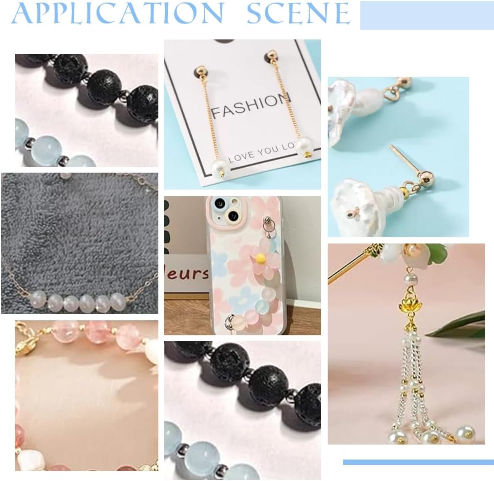 PH PandaHall 1832pcs 4 Colors 3 Sizes Rondelle Crimp Beads, 2/2.5/3mm Brass Clamp End Spacer Beads Metal Spacer Stoppers Beads Tiny Beads Beading Supply for DIY Jewelry Necklace Bracelet Craft Making - Image 6