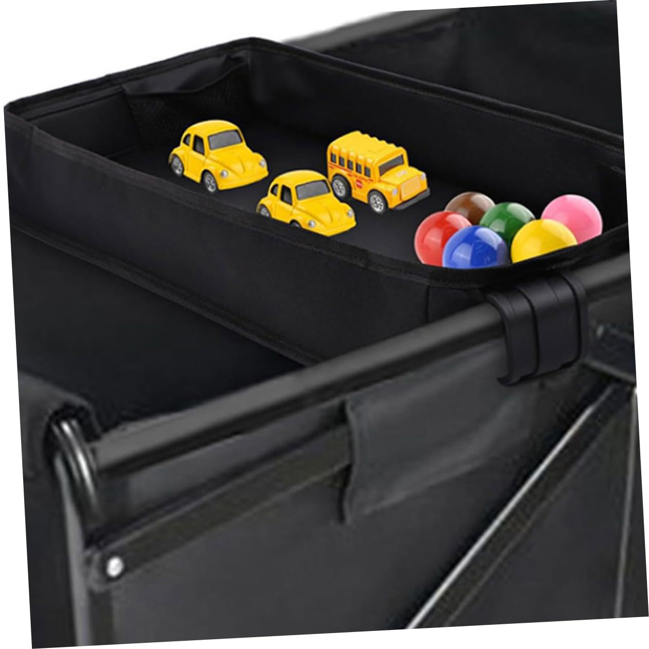SUPVOX Plateau à Goûter pour Poussette, Porte-gobelet et Porte-téléphone, Toile Robuste, Fixation à Clip, pour Voyage, Noir | Format L, Usage Voyage, Design Luxueux, Compatible Poussette et Voiturette, Accessoire Pratique pour Parents